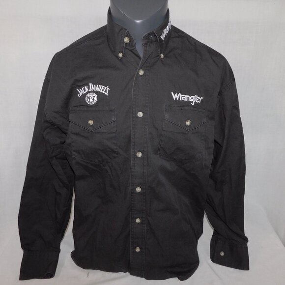 Wrangler Jack Daniel's Men's M Black Embroidered Western Rodeo Long Sleeve shirt - Picture 1 of 7